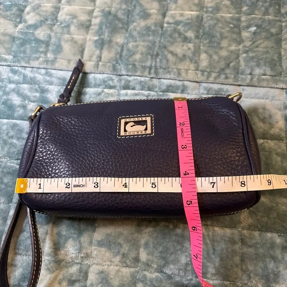Dooney & Bourke Barrel Bag Navy Blue Leather Classic Preppy Small Everyday NWT